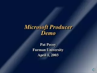 Microsoft Producer Demo