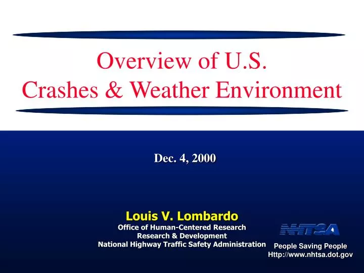 overview of u s crashes weather environment