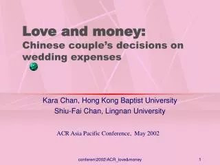 Love and money: Chinese couple’s decisions on wedding expenses