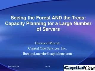 Seeing the Forest AND the Trees: Capacity Planning for a Large Number of Servers