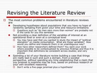 Revising the Literature Review