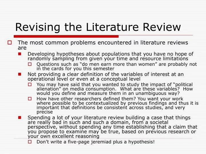 revising the literature review
