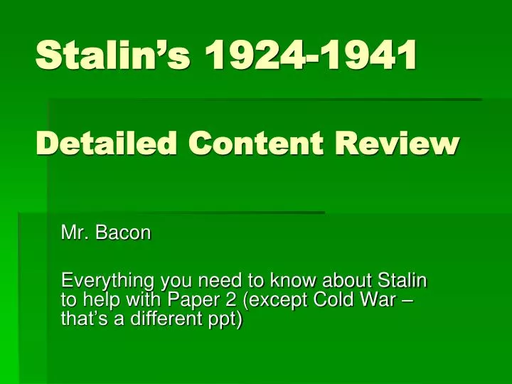 stalin s 1924 1941 detailed content review