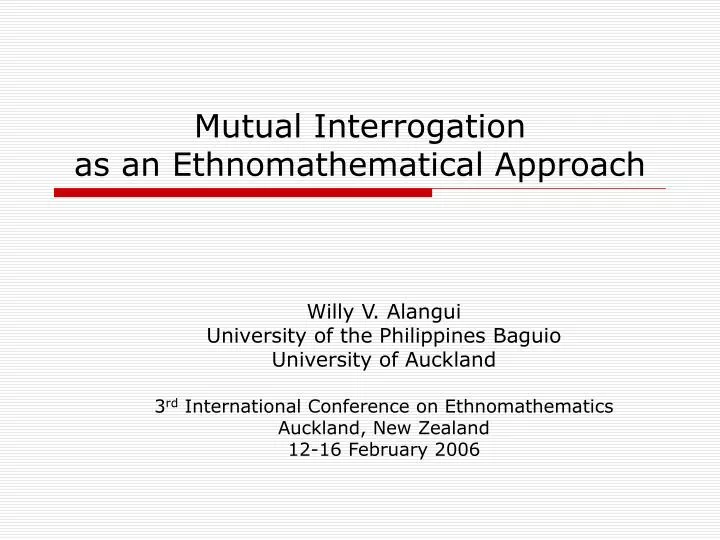 mutual interrogation as an ethnomathematical approach