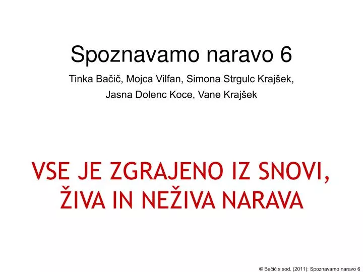 spoznavamo naravo 6 tinka ba i mojca vilfan simona strgulc kraj ek jasna dolenc koce vane kraj ek