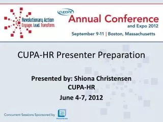 CUPA-HR Presenter Preparation