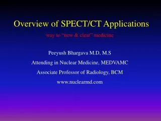 Overview of SPECT/CT Applications