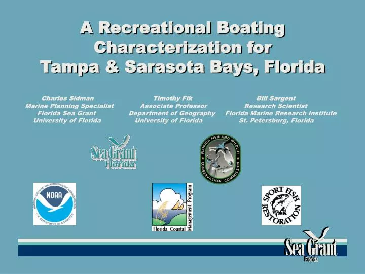 a recreational boating characterization for tampa sarasota bays florida