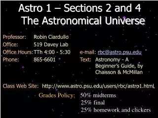 Astro 1 – Sections 2 and 4 The Astronomical Universe