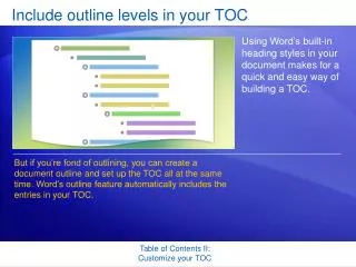 Include outline levels in your TOC