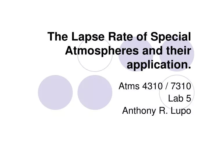 the lapse rate of special atmospheres and their application