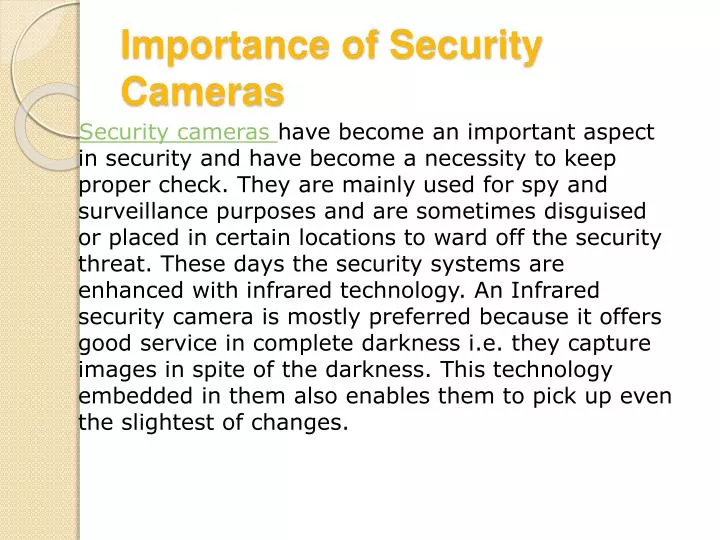 importance of security cameras