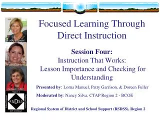 Focused Learning Through Direct Instruction Session Four: Instruction That Works: Lesson Importance and Checking for U