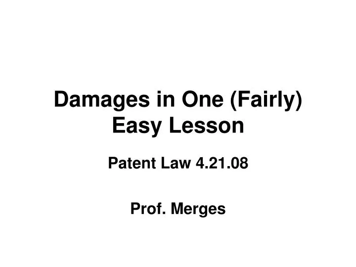 damages in one fairly easy lesson