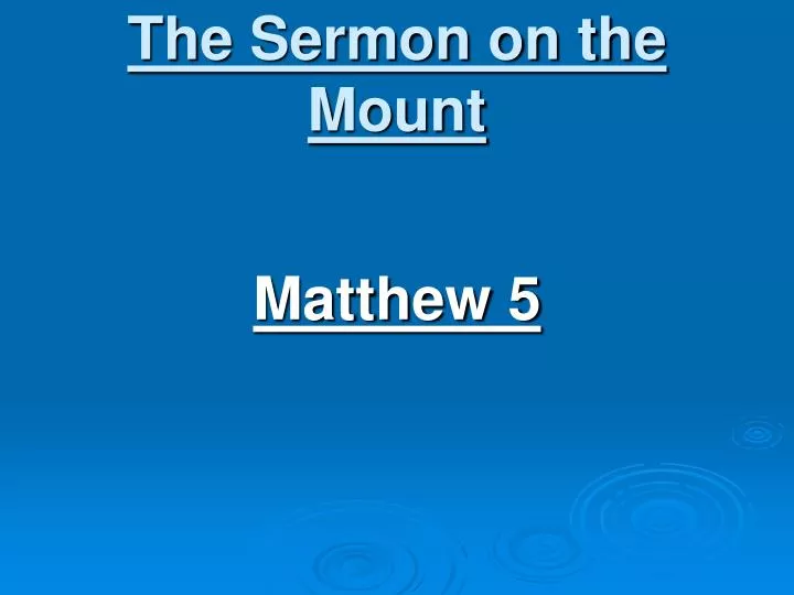 the sermon on the mount