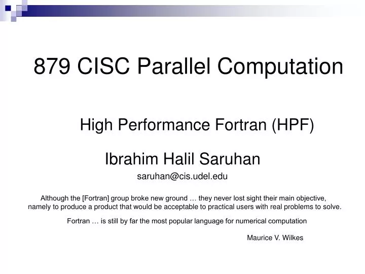879 cisc parallel computation