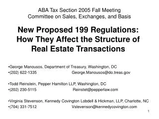 New Proposed 199 Regulations: How They Affect the Structure of Real Estate Transactions