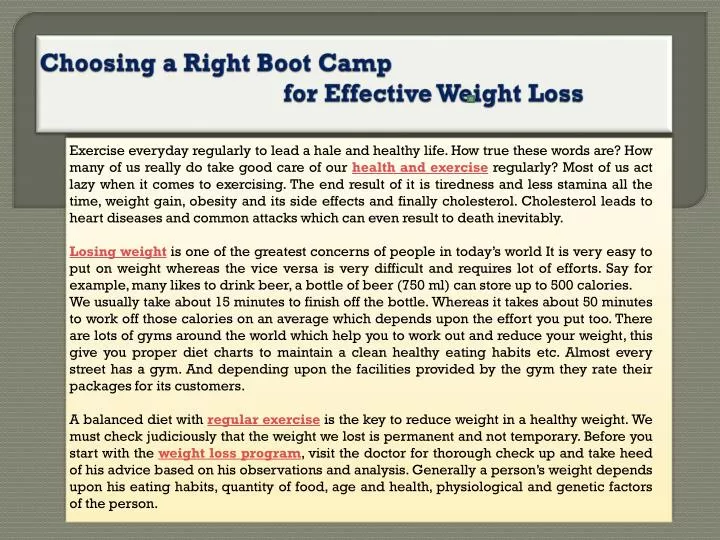 choosing a right boot camp for effective weight loss