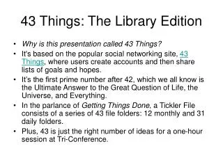 43 Things: The Library Edition
