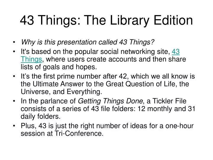 43 things the library edition