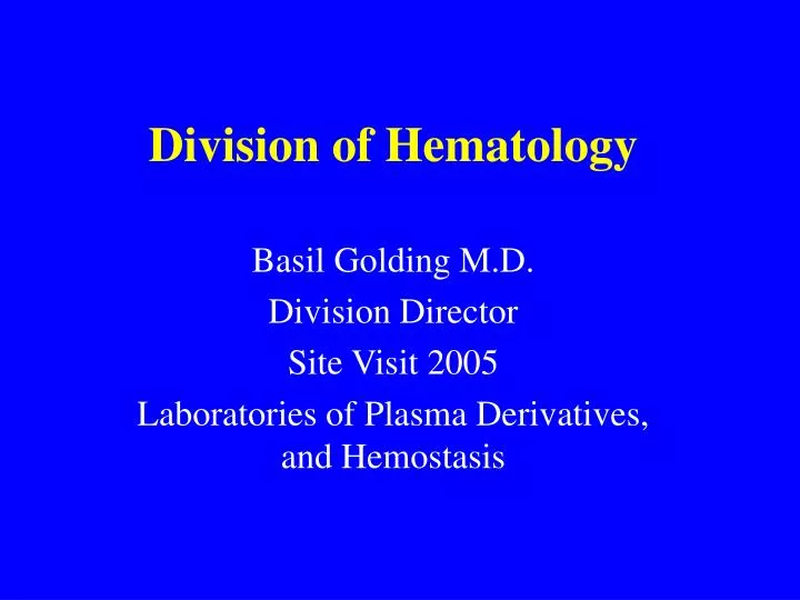 division of hematology