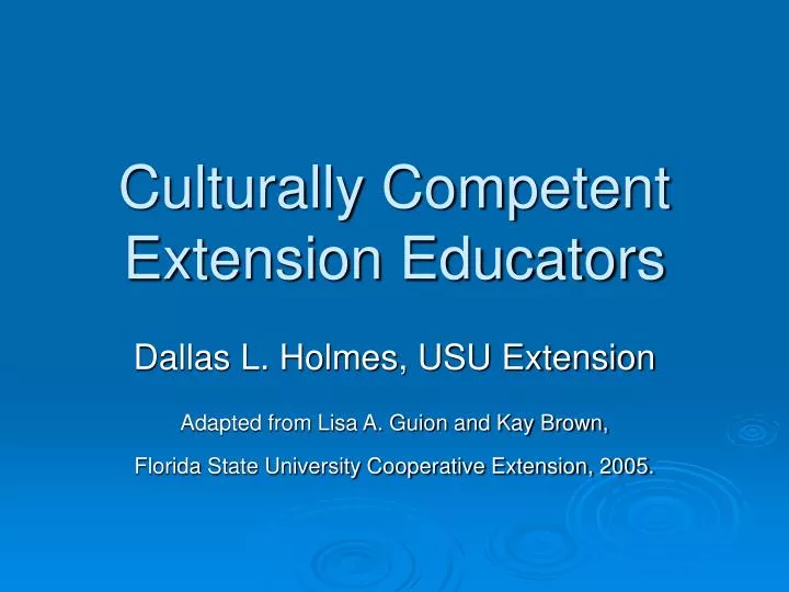 culturally competent extension educators