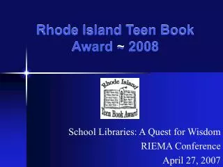 Rhode Island Teen Book Award ~ 2008