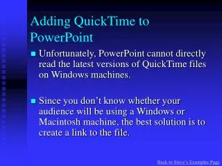 Adding QuickTime to PowerPoint