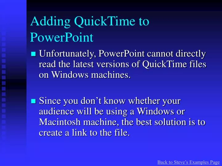 adding quicktime to powerpoint