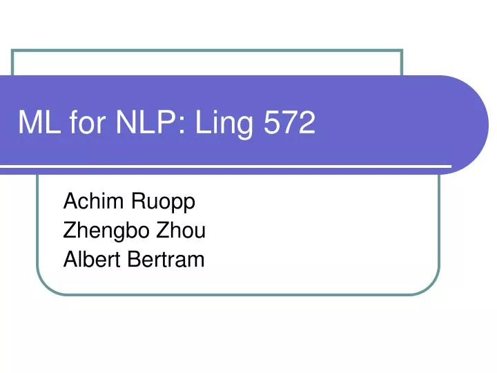 ml for nlp ling 572
