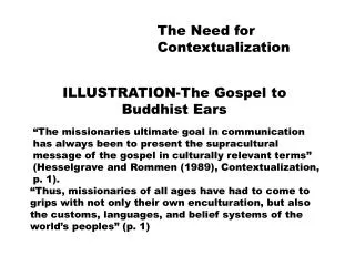 The Need for Contextualization