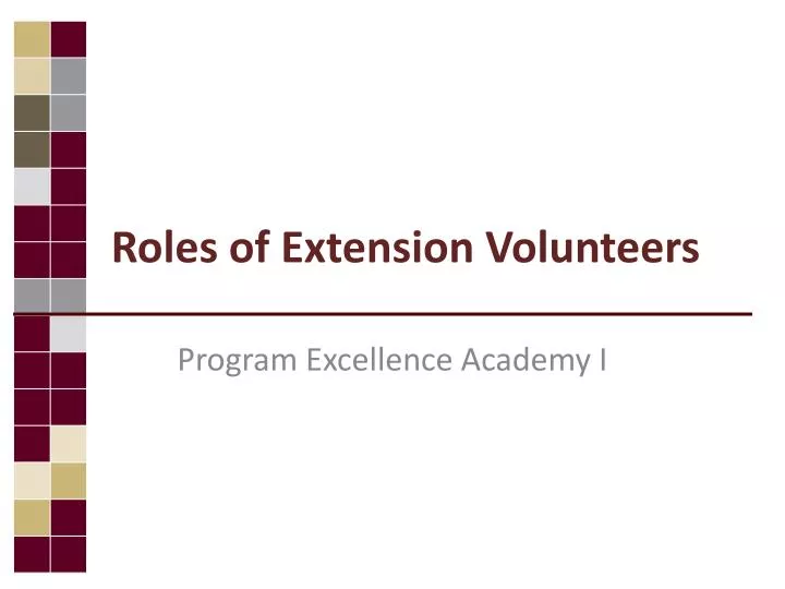 roles of extension volunteers