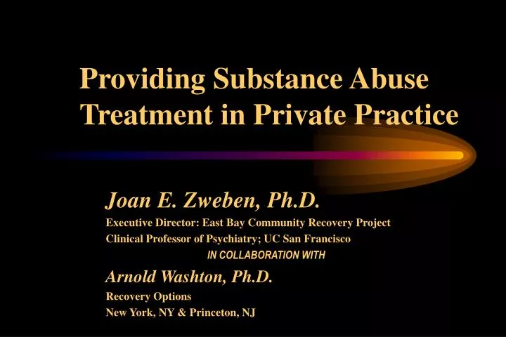 providing substance abuse treatment in private practice
