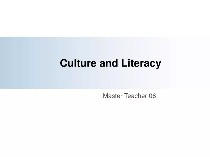 culture and literacy