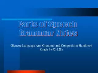 Parts of Speech Grammar Notes