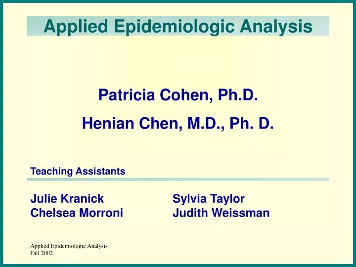 applied epidemiologic analysis