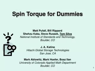 Spin Torque for Dummies