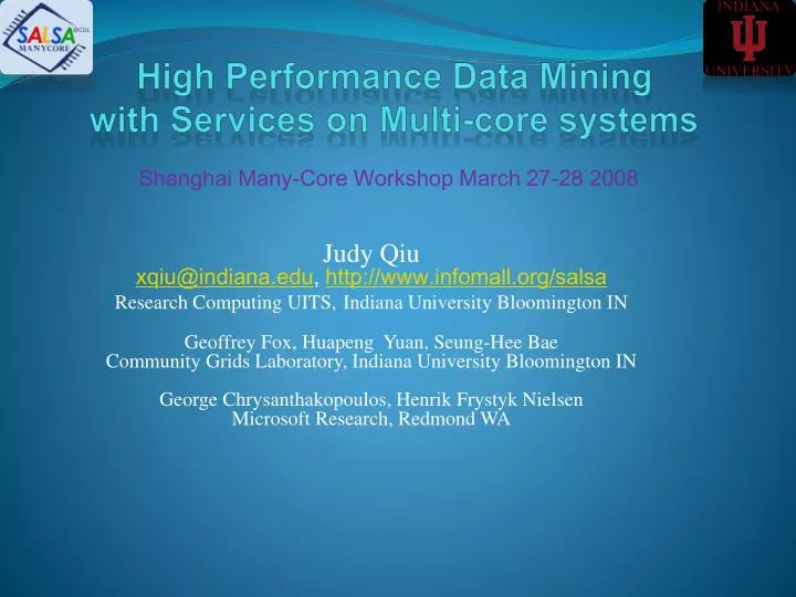 high performance data mining with services on multi core systems