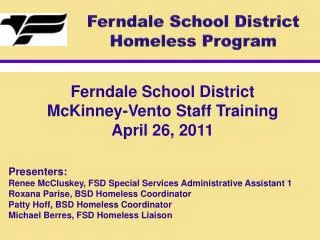 Ferndale School District Homeless Program