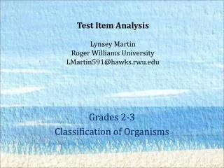Grades 2-3 Classification of Organisms