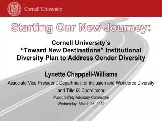 Cornell University’s “Toward New Destinations” Institutional Diversity Plan to Address Gender Diversity