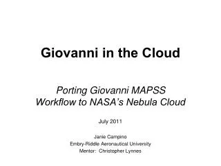 Giovanni in the Cloud