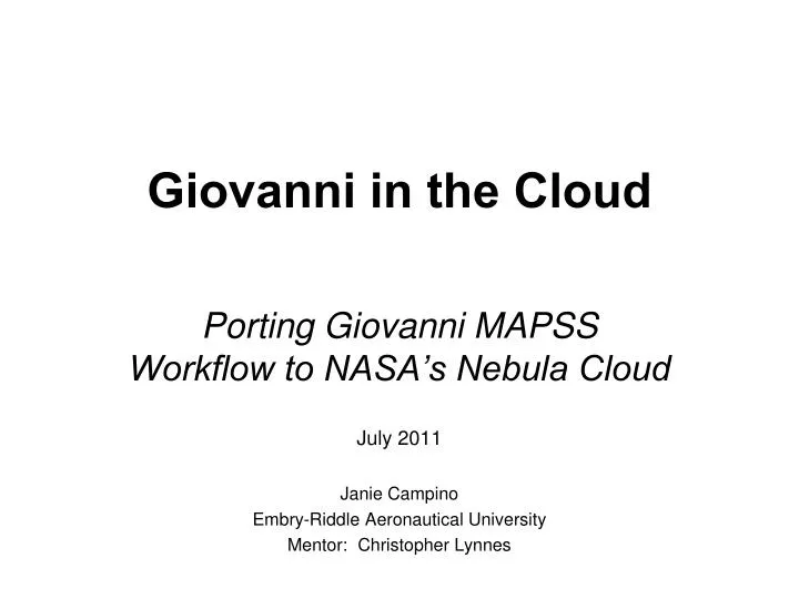 giovanni in the cloud