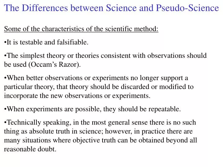 the differences between science and pseudo science