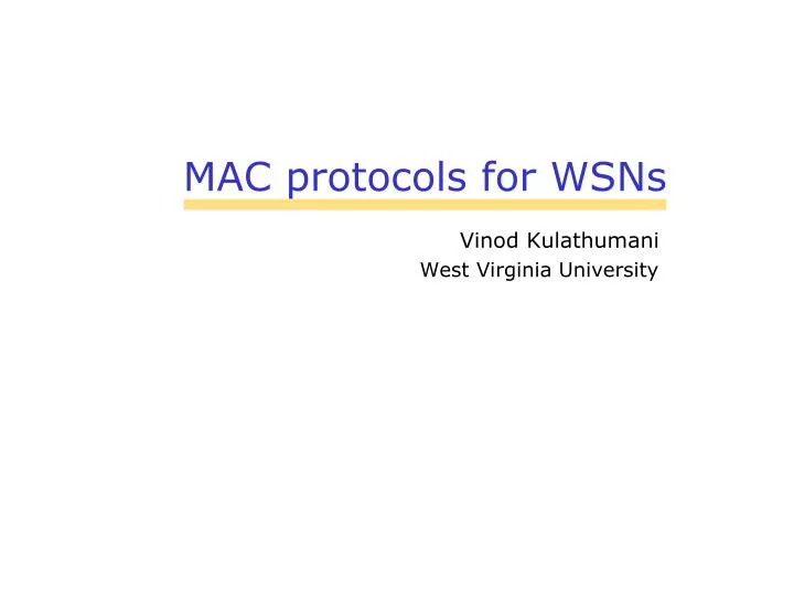 mac protocols for wsns