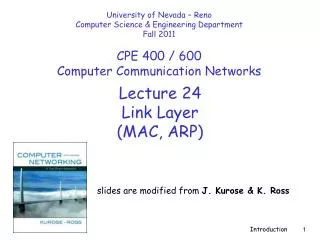 Lecture 24 Link Layer (MAC, ARP)