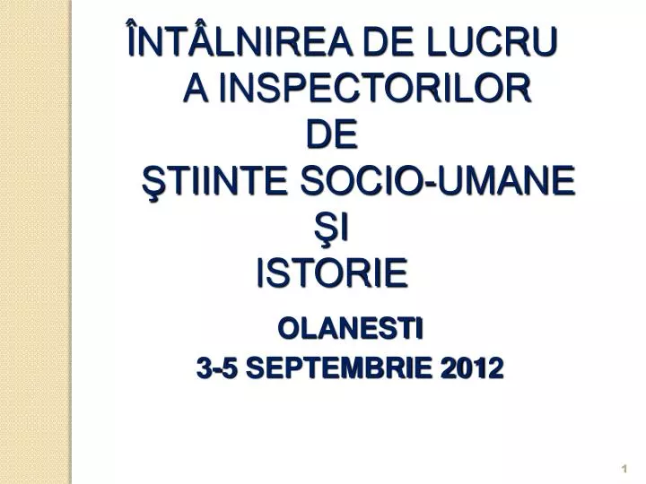 nt lnirea de lucru a inspectorilor de tiinte socio umane i istorie