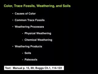 Color, Trace Fossils, Weathering, and Soils