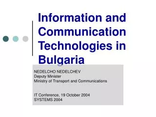 Information and Communication Technologies in Bulgaria