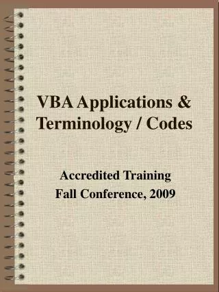 VBA Applications &amp; Terminology / Codes